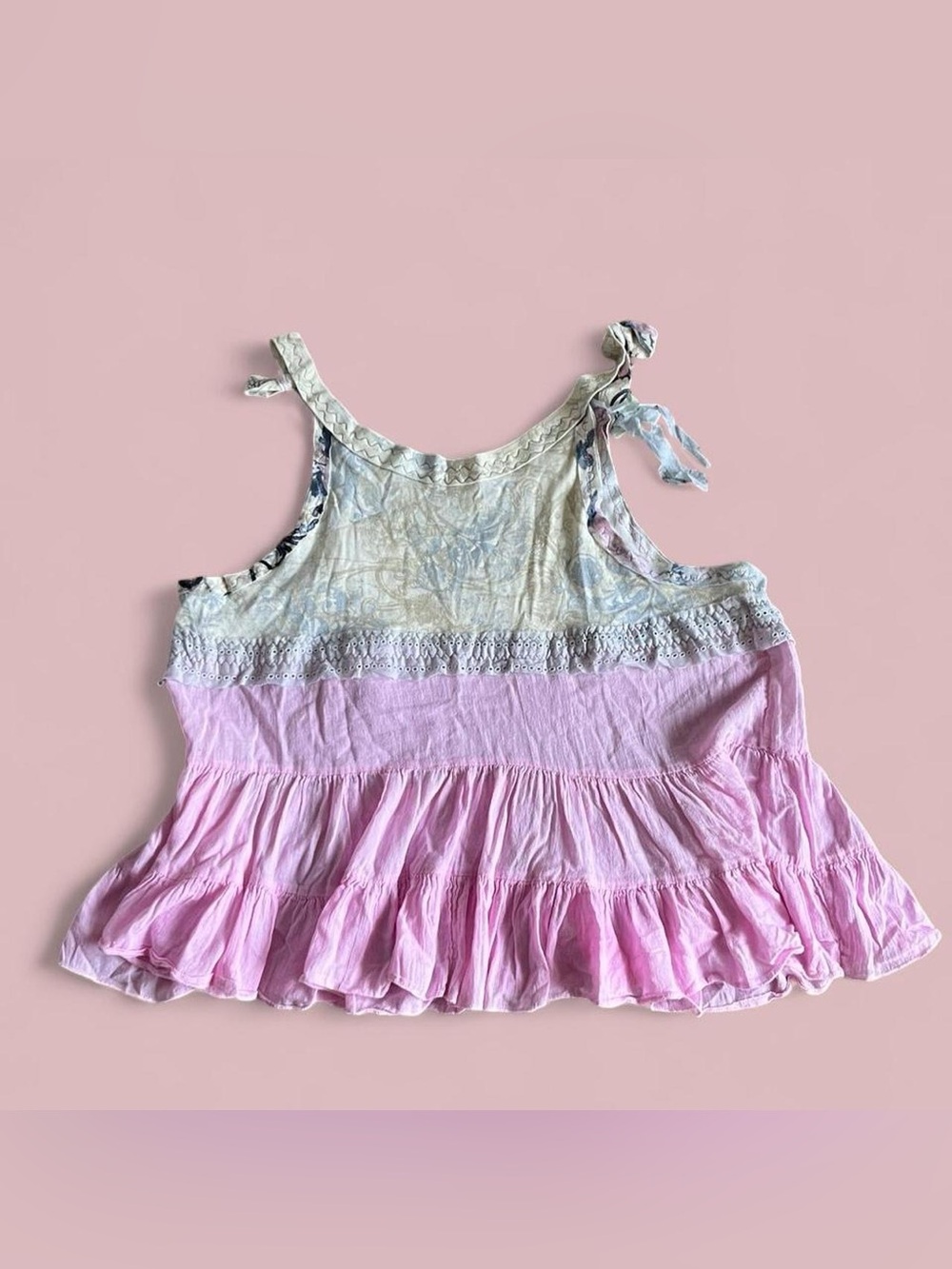 Whimsy Twee 2000s Pink fairy handmade babydoll tank top with lace trim XL - Picture 2 of 8